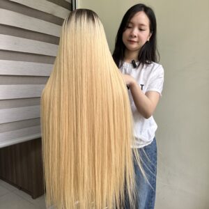 ombre blonde color bone straight 32 inch